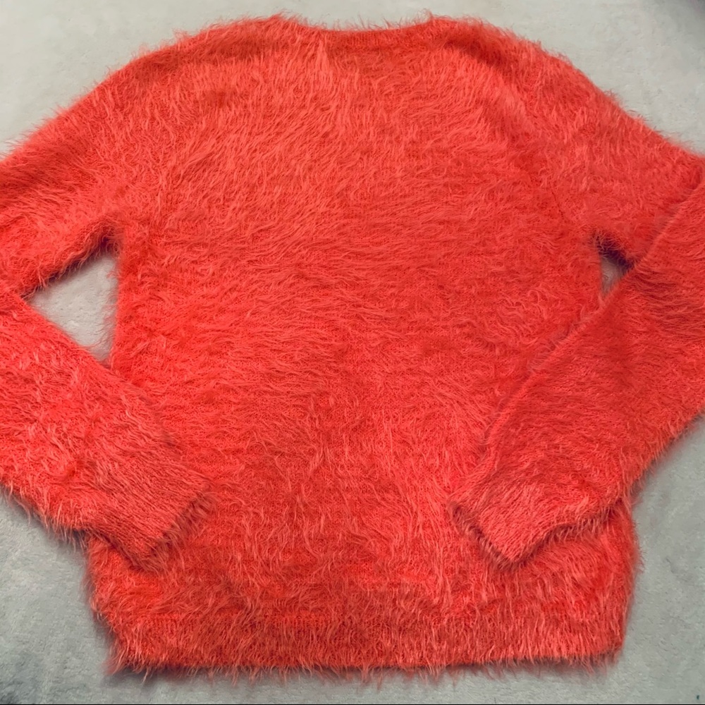 💖NEW FUZZY ULTRA SOFT COZY MUPPET EYELASH SWEATER IN CORAL ROSE
